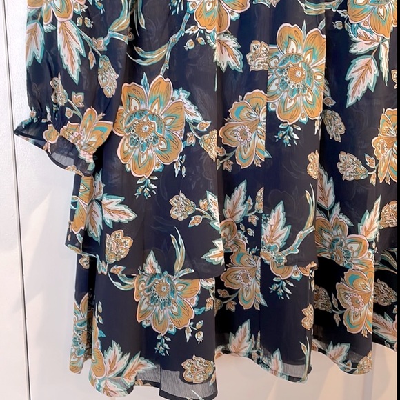 J. Crew Factory V-neck tiered mini dress in Navy Golden Honey - Picture 2 of 9